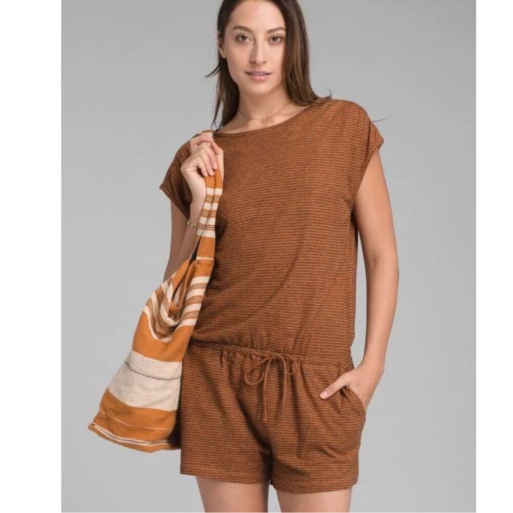 Prana Striped Retrieve Women’s Romper Lightweight Pockets